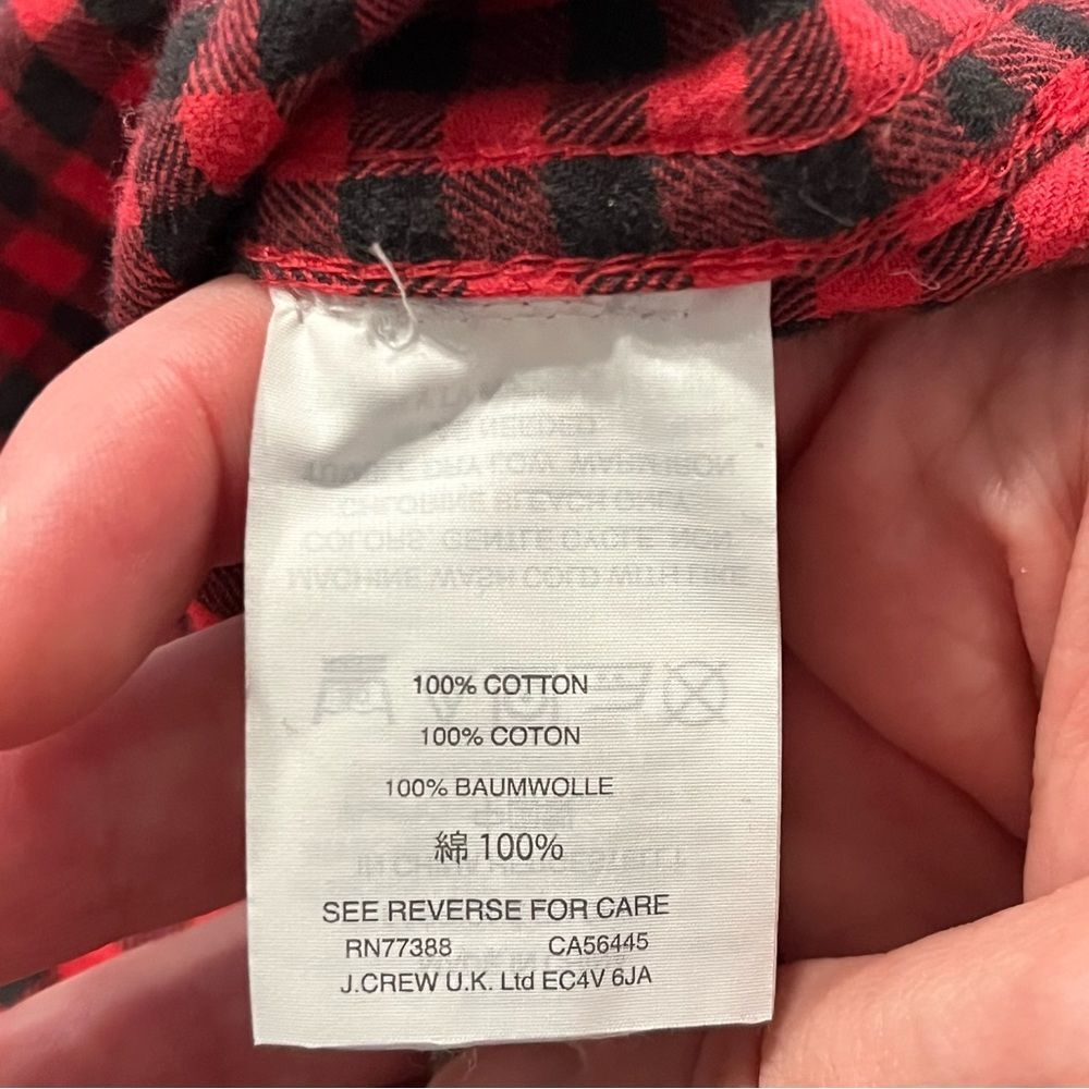 J. Crew Red & Black Buffalo Plaid Flannel Button Up Long Sleeve Shirt Size 4 - Picture 10 of 11